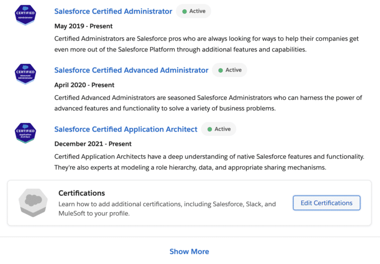 Verification Certification Salesforce