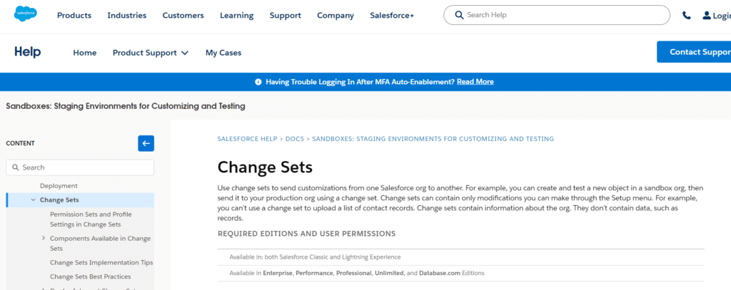 Change Sets in Salesforce
