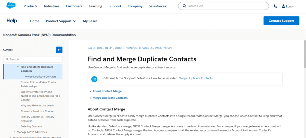 Salesforce Merge Contacts