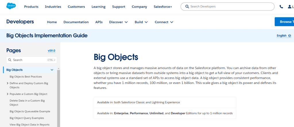 Salesforce Big Objects