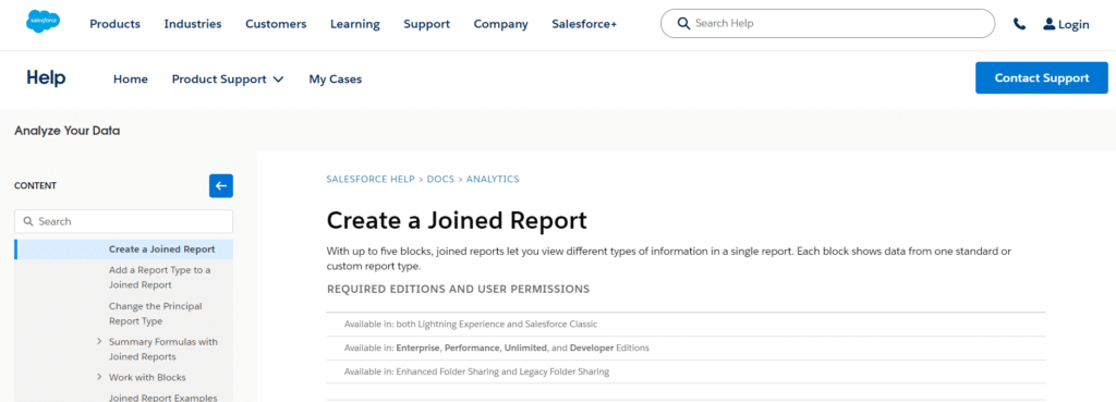 Salesforce Joined Reports